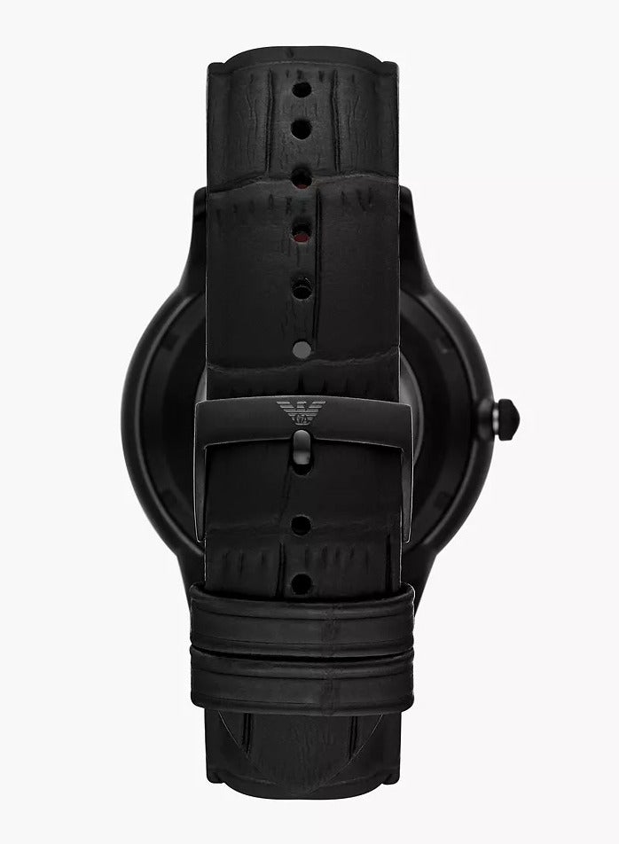EMPORIO ARMANI Men Automatic Black Leather Strap Watch, AR60046 - Image 3